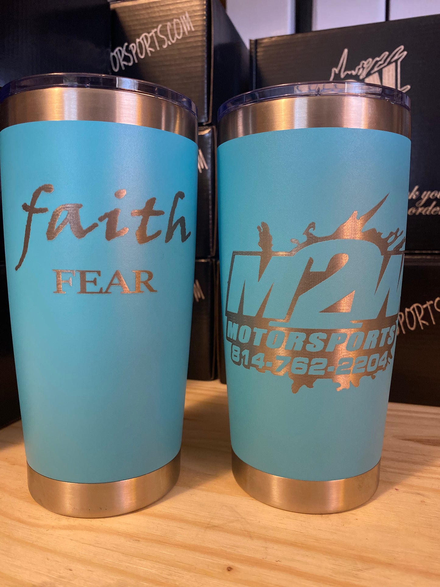 Teal Faith/fear M2W tumbler